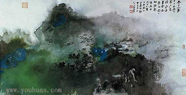 张大千山水画中国山水风景画作品欣赏
